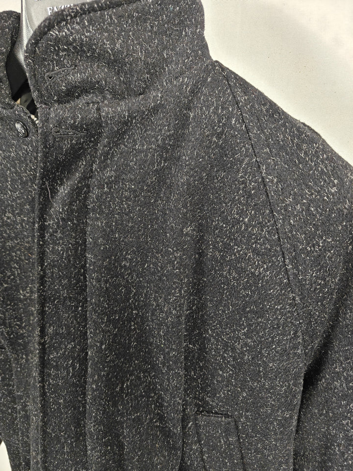 Mens Manhattan Bomber Jacket Black Charcoal Wool Look Outerwear