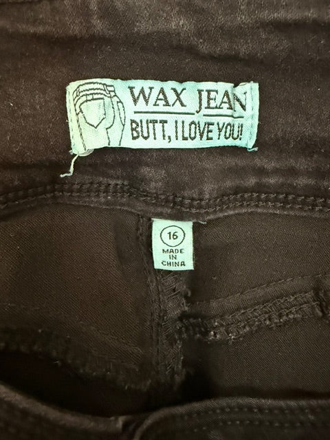Wax Jean Butt I Love You Curvy Skinny Jeans Black Sz16 / 34