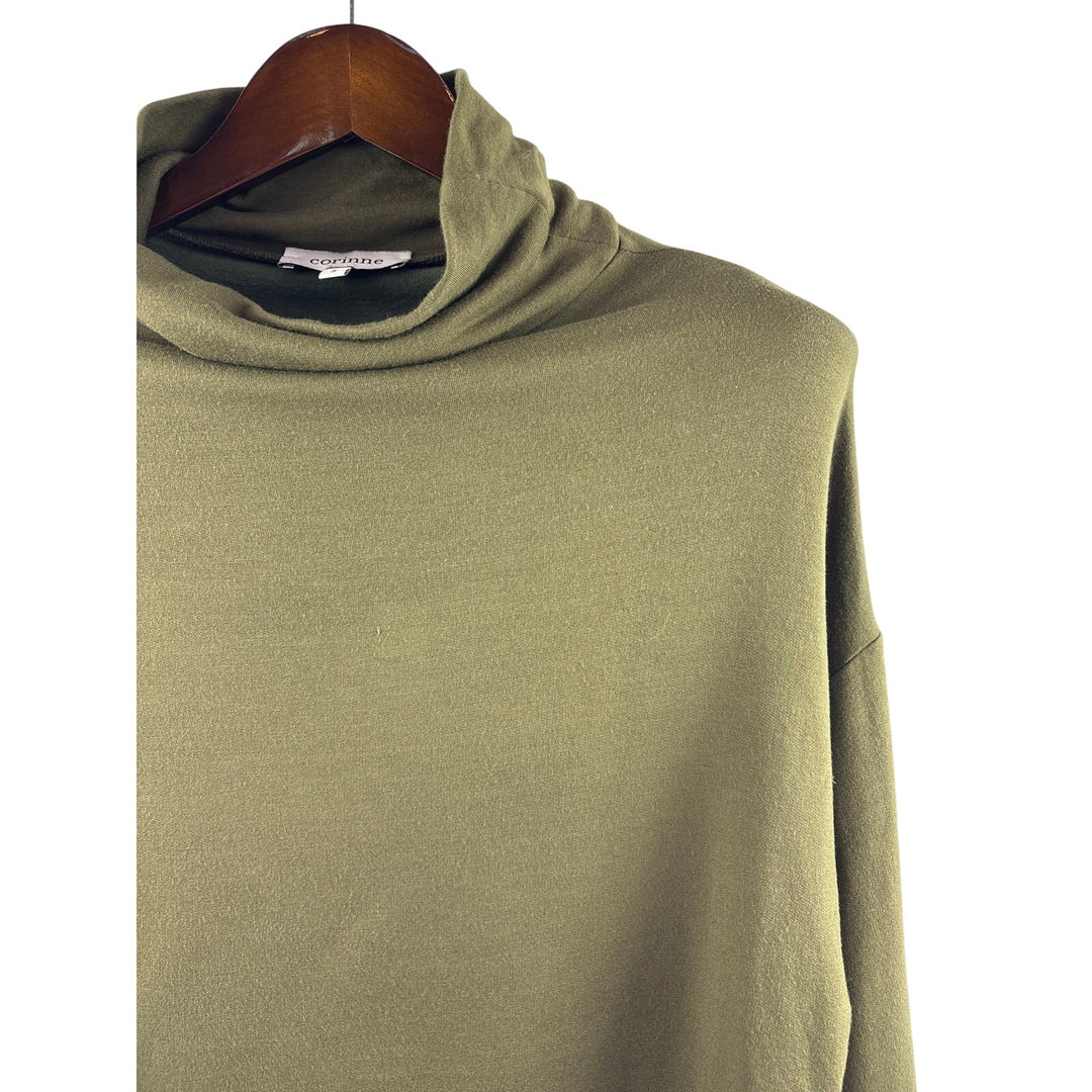 Women’s Corinne Small Olive Green Long Sleeve Turtleneck