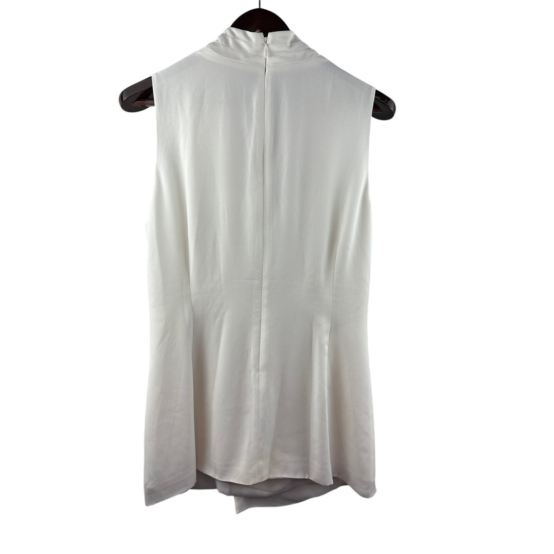 Women’s Cabi Size 16 White Sleeveless Faux Wrap Style Blouse
