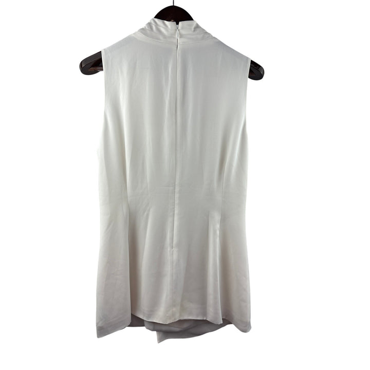 Women’s Cabi Size 16 White Sleeveless Faux Wrap Style Blouse