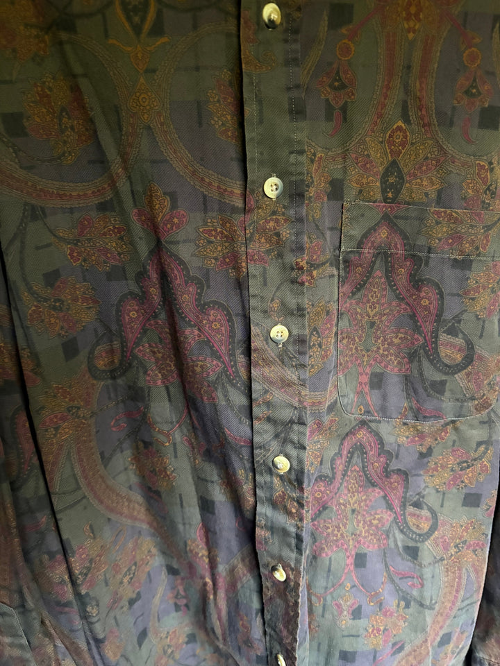 Nautica Paisley Button Down Shirt Men’s Large | 90s Retro Dark Academia Boho