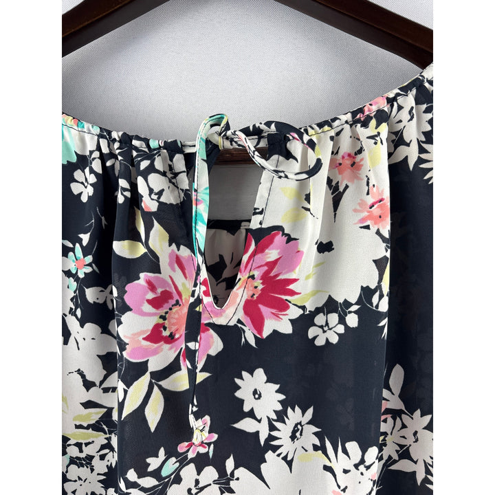 Women’s Lauren Conrad Large Navy Floral Short Sleeve Blisue