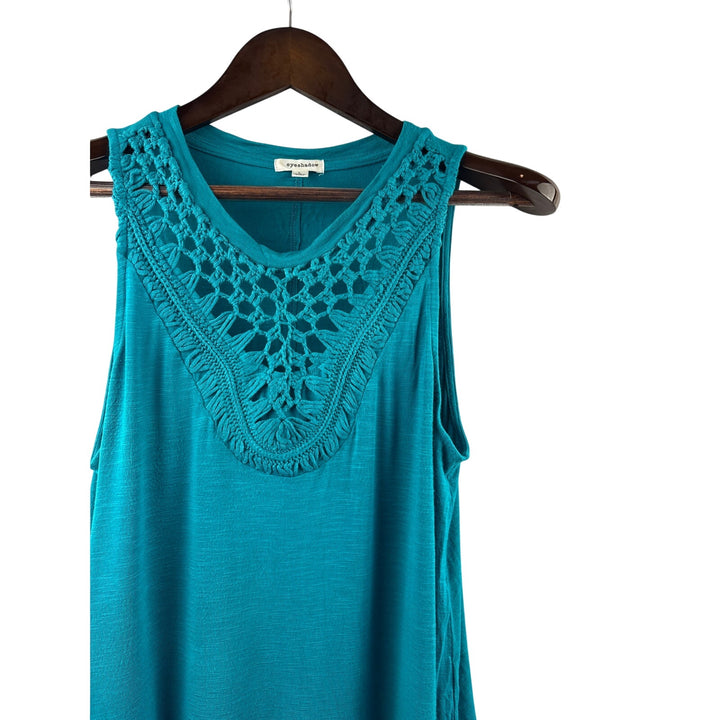 Women’s Eyeshadow Large Teal Tank w/ Knit Embroidery