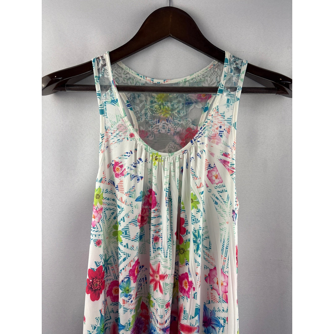 Women’s Sheik Boutique Large White w/ Multicolor Floral Sleeveless Blouse