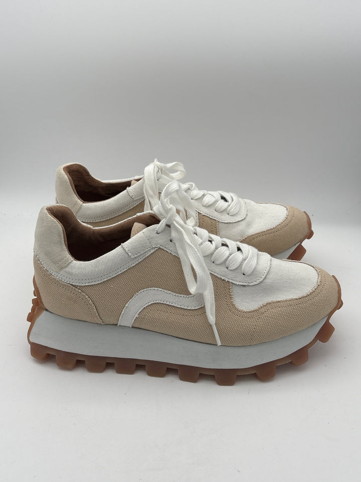Womens Walnut Melbourne Two Inch Platform Sneakers Canvas White Beige Size 9