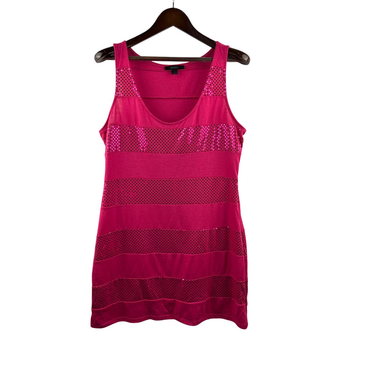 Women’s Express Large Hot Neon Pink Bandage Dress w/ Sequin Stripes
