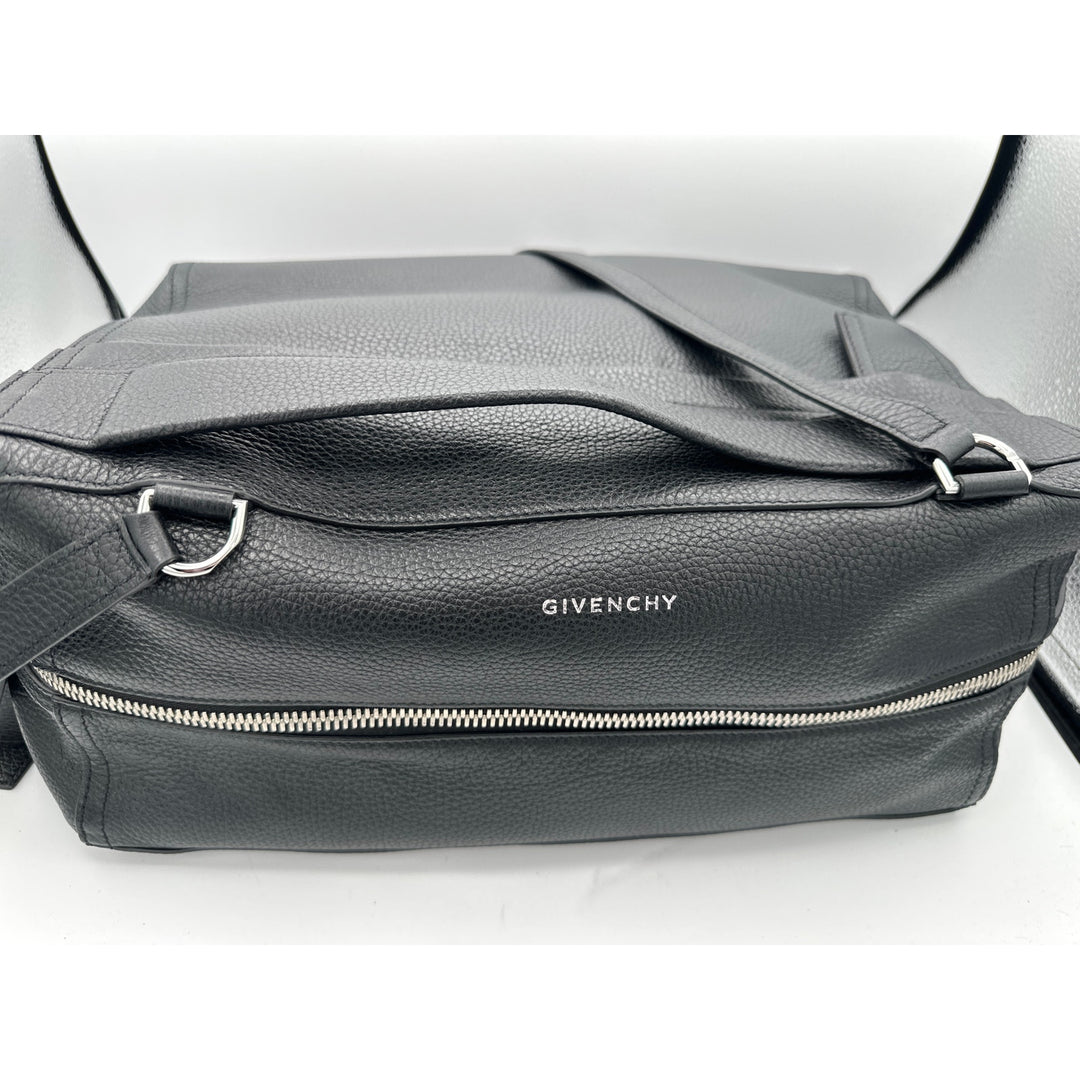 Givenchy Black Leather Pebble Textured Large Pandora Travel Bag