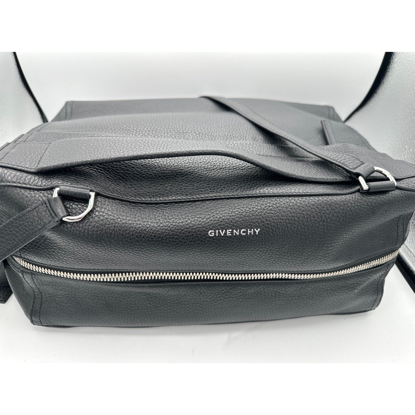 Givenchy Black Leatger Pebble Textured Large Pandora Travel Bag