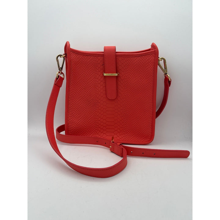 Women’s Gigi New York Coral Leather Crossbody Purse w/ Snakeskin Pattern