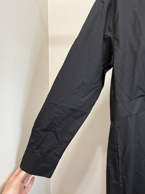 Black Maxi Shirt Dress Long Sleeve Pockets NWT SzXL