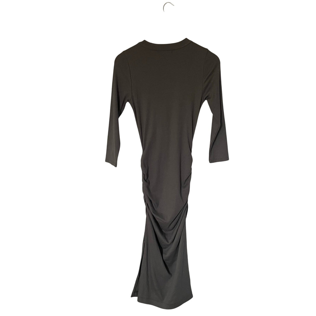 Michael Stars Grey Oxide 3/4 Sleeve Ruched Bodycon T-shirt Dress Crewneck sz S