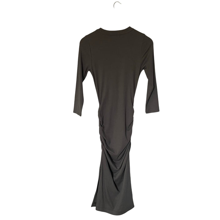 Michael Stars Grey Oxide 3/4 Sleeve Ruched Bodycon T-shirt Dress Crewneck sz S