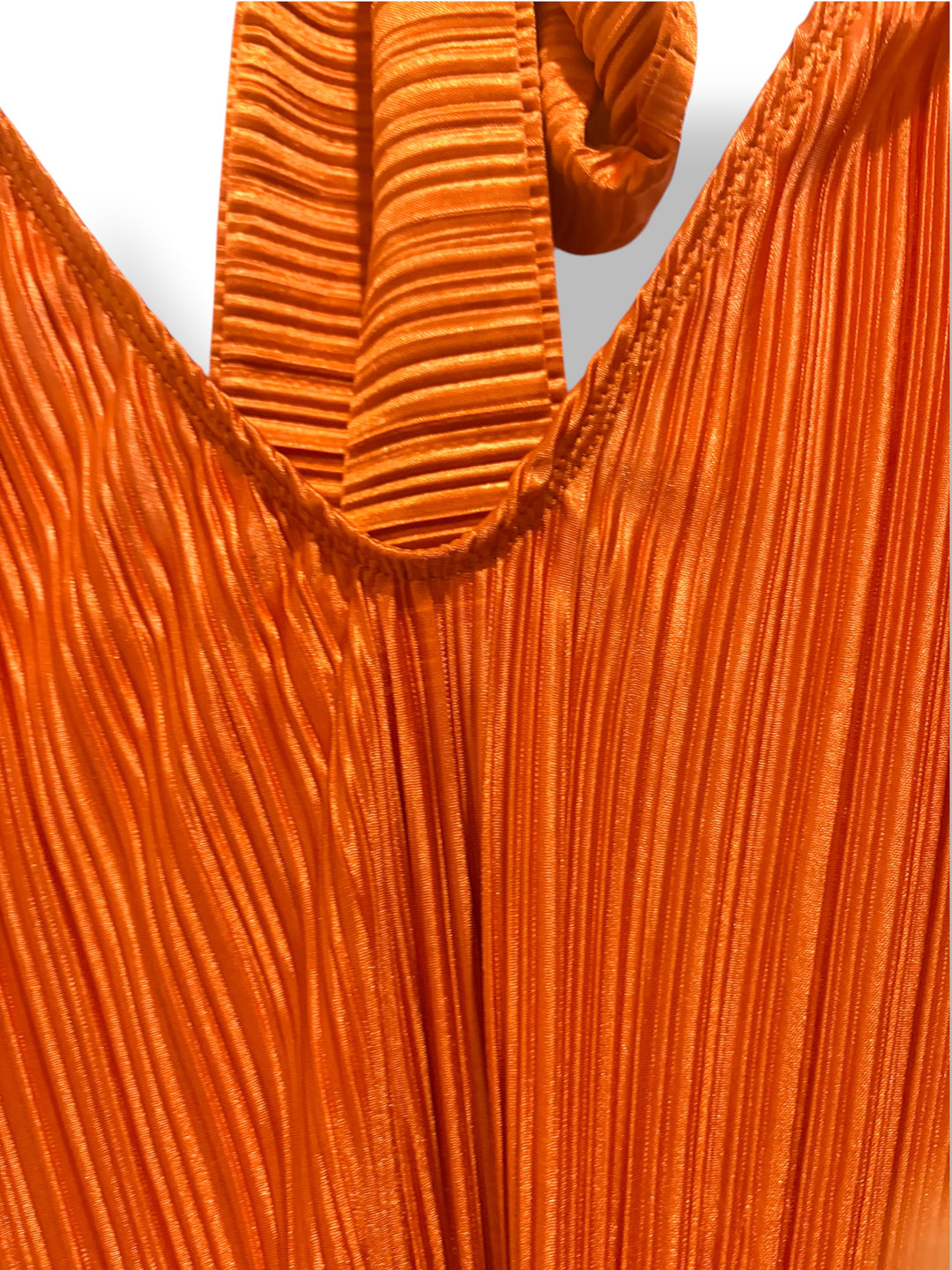 ASOS DESIGN Burnt Orange Pleated Halter Maxi Dress Size L 70s Disco Retro