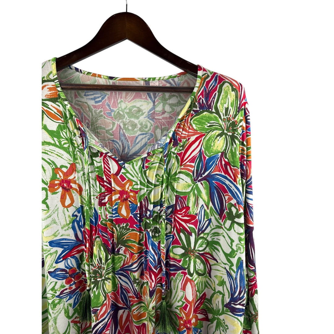 Women’s Belle Kim Graver 1X Floral Patterned 3/4 Sleeve Blouse