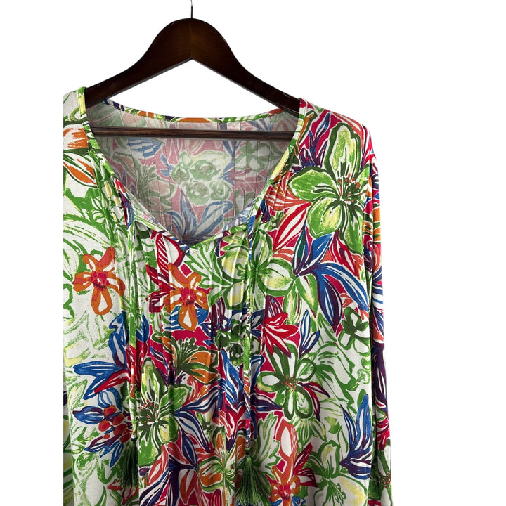 Women’s Belle Kim Graver 1X Floral Patterned 3/4 Sleeve Blouse