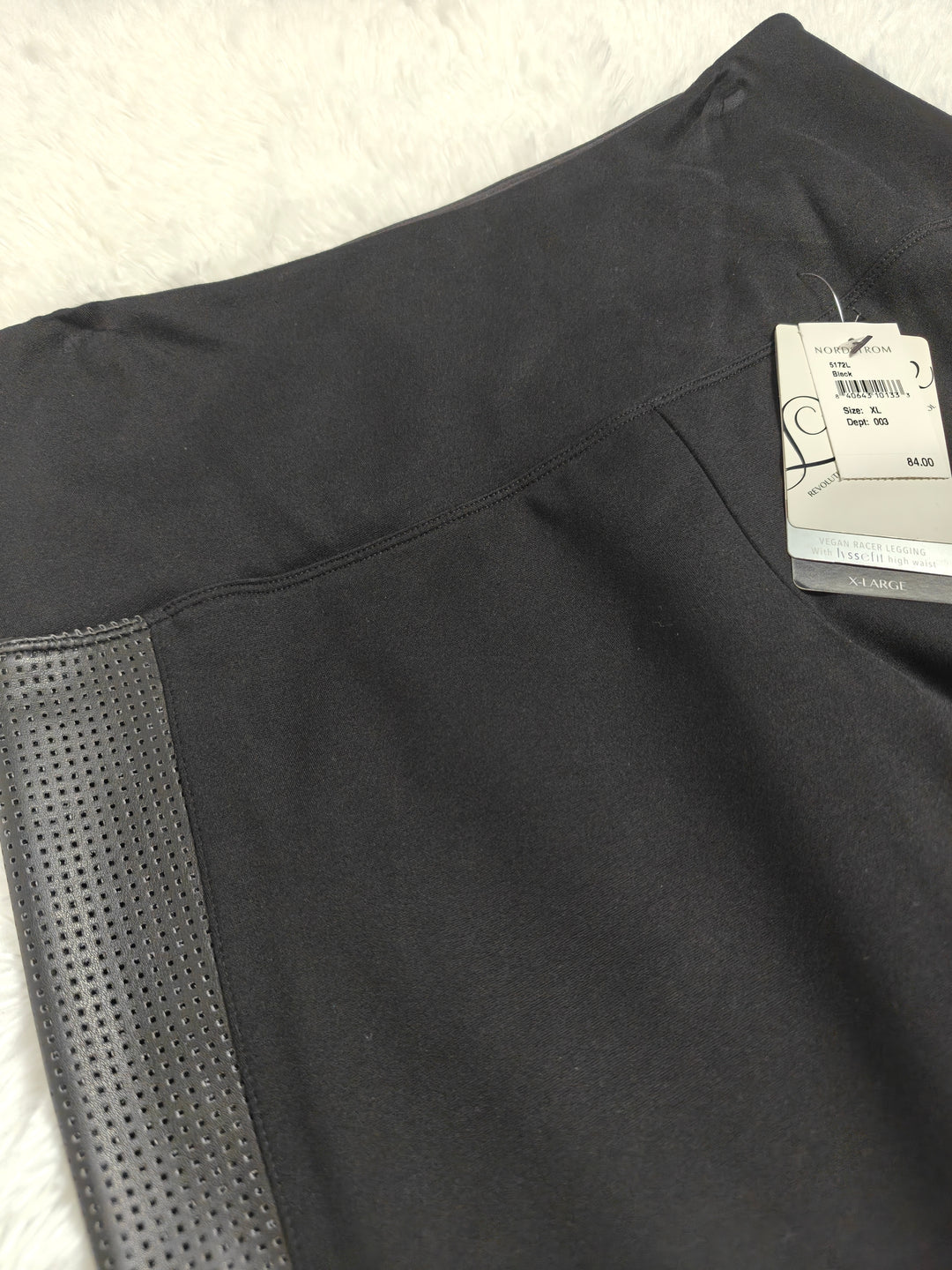 Lyssé Vegan Perforated High Waist Racer Leggings Black XL Faux Leather New