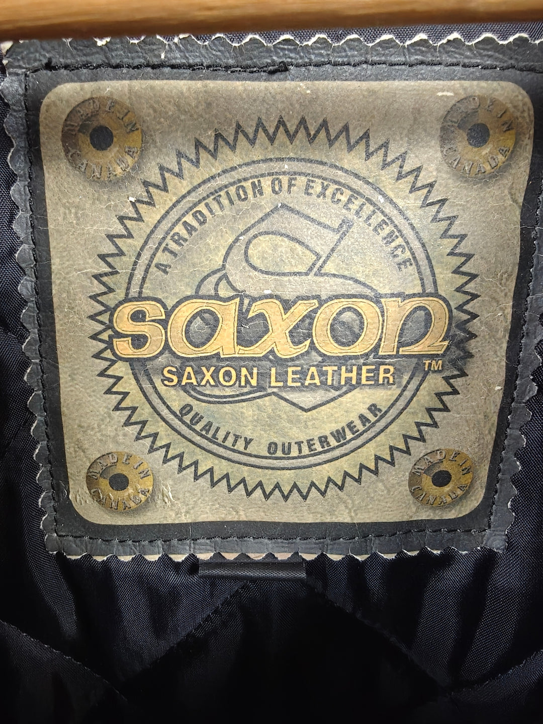 Mens Saxon Vintage Leather GTO Varsity Jacket Black Size 36