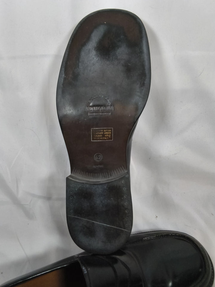 Vintage Kenneth Cole Black Leather Penny Loafers Italy Men&