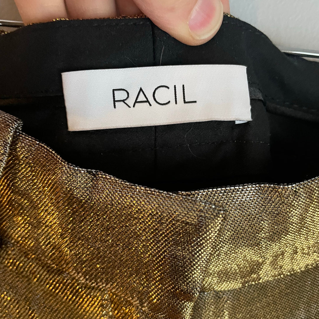 Racil Metallic Gold and Silver Straight Leg Trousers Festive Holiday Party SZ 6