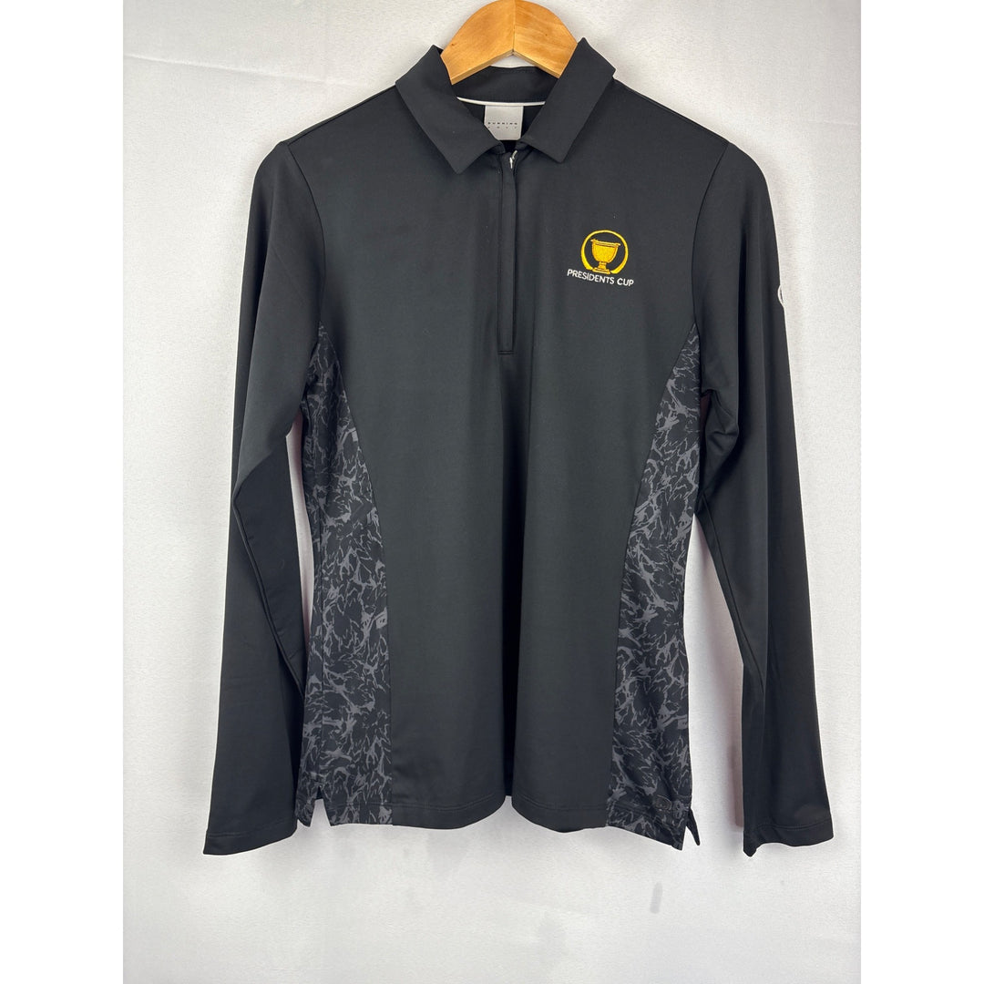 Dunning Golf Mens Medium Presidents Cup Long Sleeve Polo Shirt Black