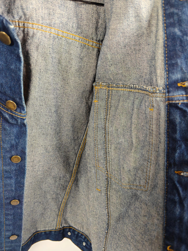 Harbour Weathercaster Denim Trucker Jacket Blue Vintage Size L
