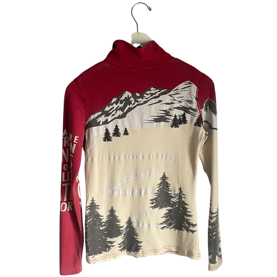 Neve Garmisch Silk Wool Blend Red Creme Quarter Zip Ski Courchevel Baselayer XS