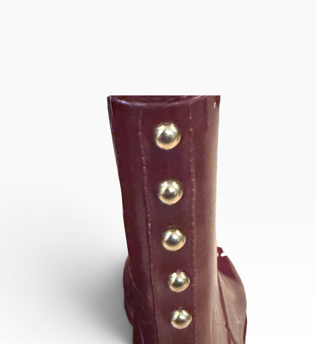 ALDO Burgundy Rain Boots Size 9 Studded Mid Calf Rubber Wellies Moto Punk