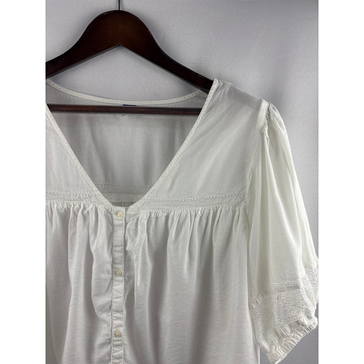 Women’s Old Navy XXL White Short Sleeve Button Up Blouse