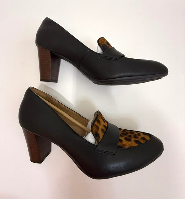 Sofft Parkdale Leopard Calf Hair Loafer Pumps Black NWT Sz9.5