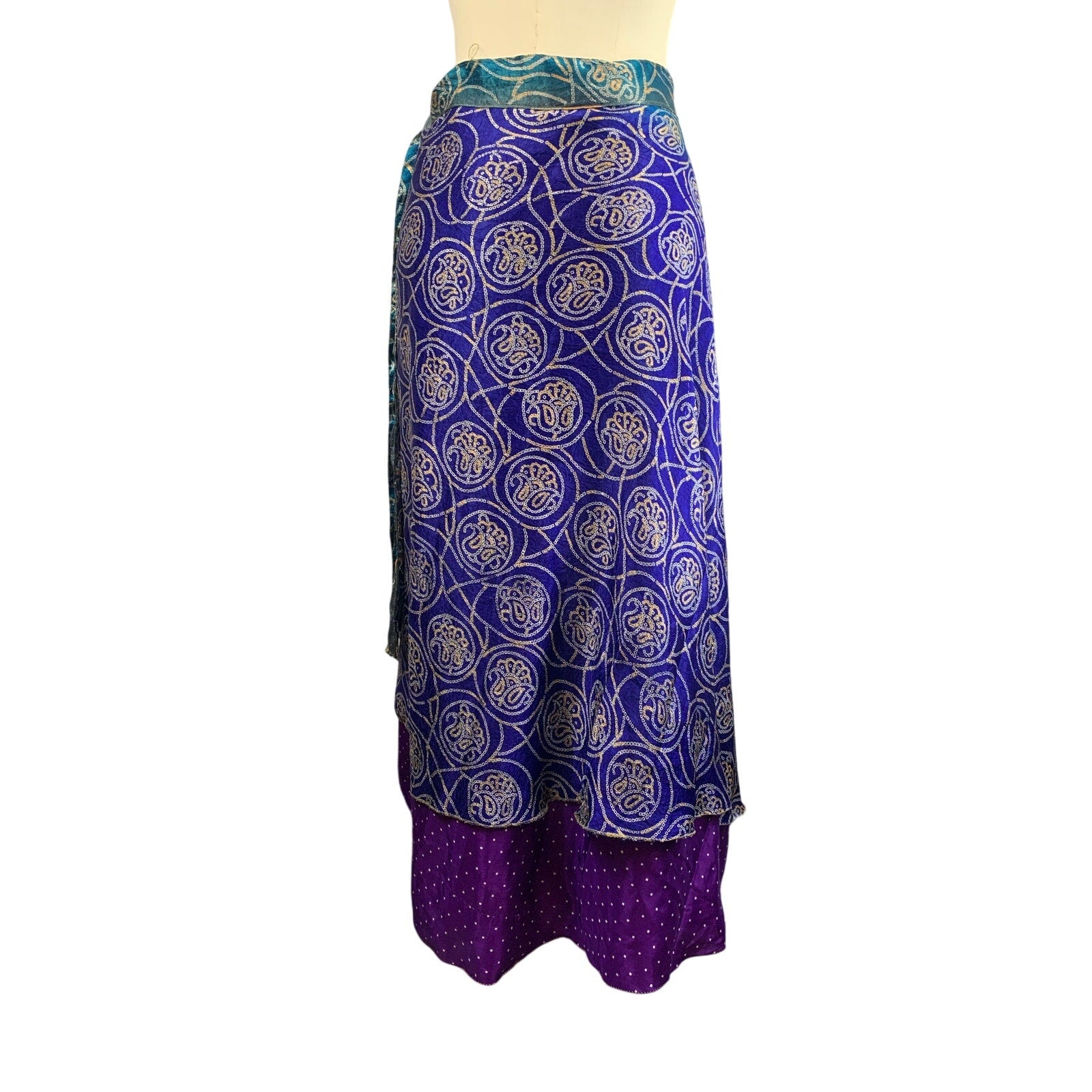 Women’s Mulitcolor Silk Wrap-Up Skirt - Size L