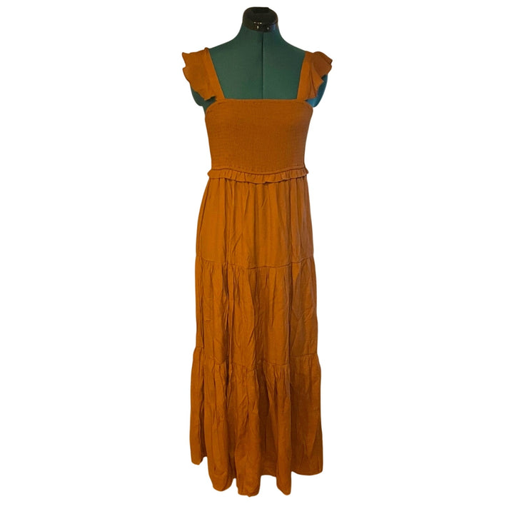 Nanette Lepore Rust Orange Glazed Ginger Cottage Tiered Ruffle Maxi Dress NWT 8