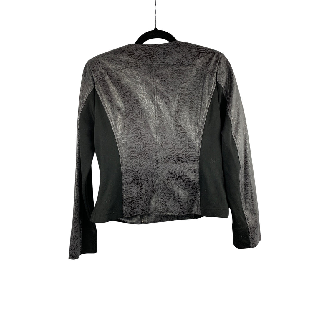G By Giuliana Womens Faux Leather Jacket S Black & Gray