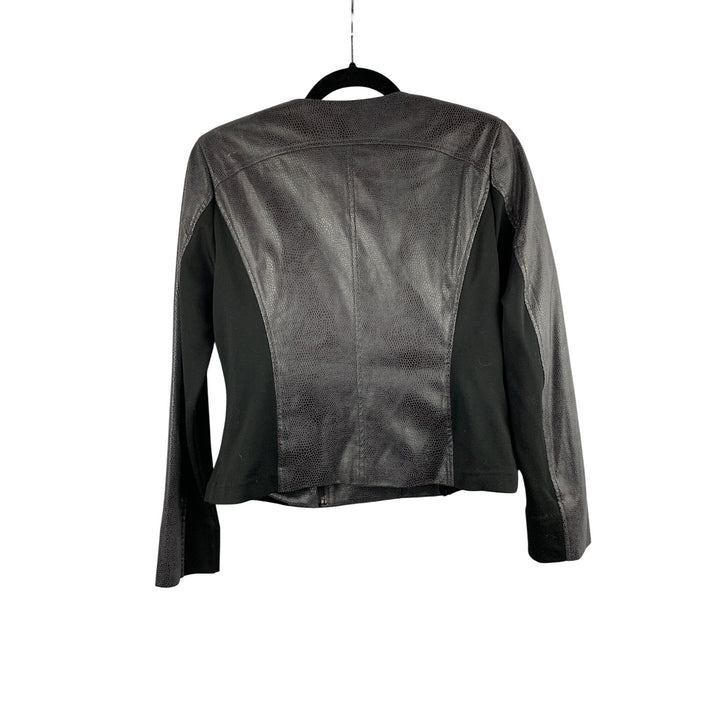 G By Giuliana Womens Faux Leather Jacket S Black & Gray