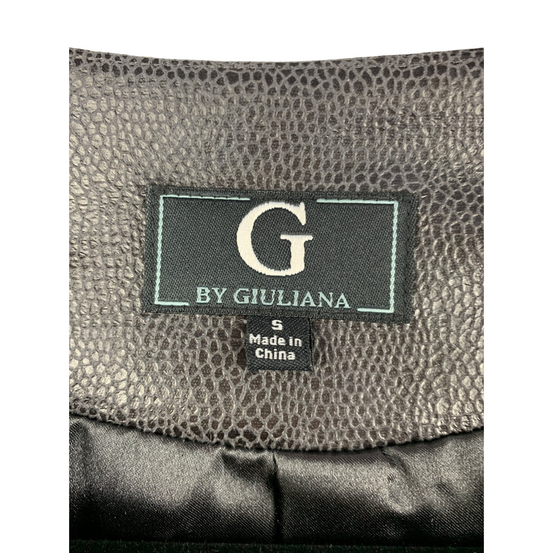 G By Giuliana Womens Faux Leather Jacket S Black & Gray