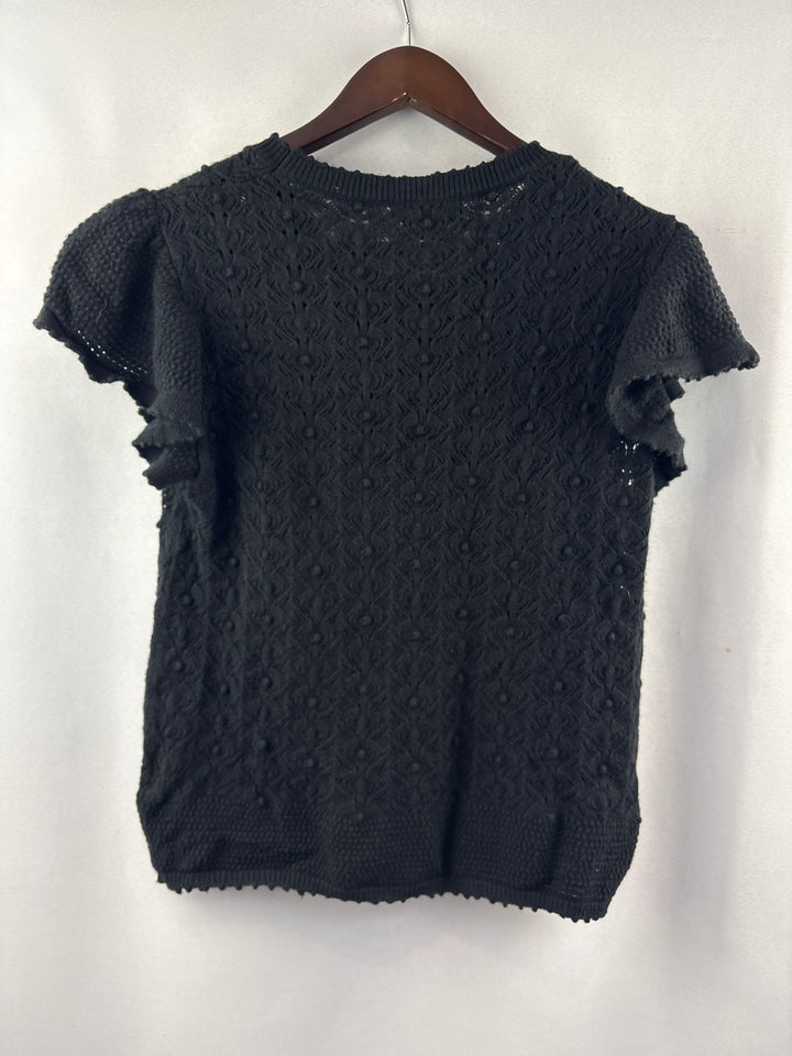 Women’s Lost + Wander Size M/L Black Knit Short Sleeve Blouse