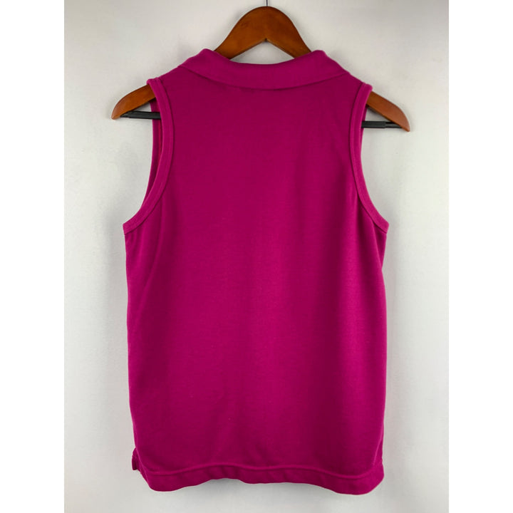 Basic Essentials Womens Sleeveless Pink Button-Up Shirt Size S