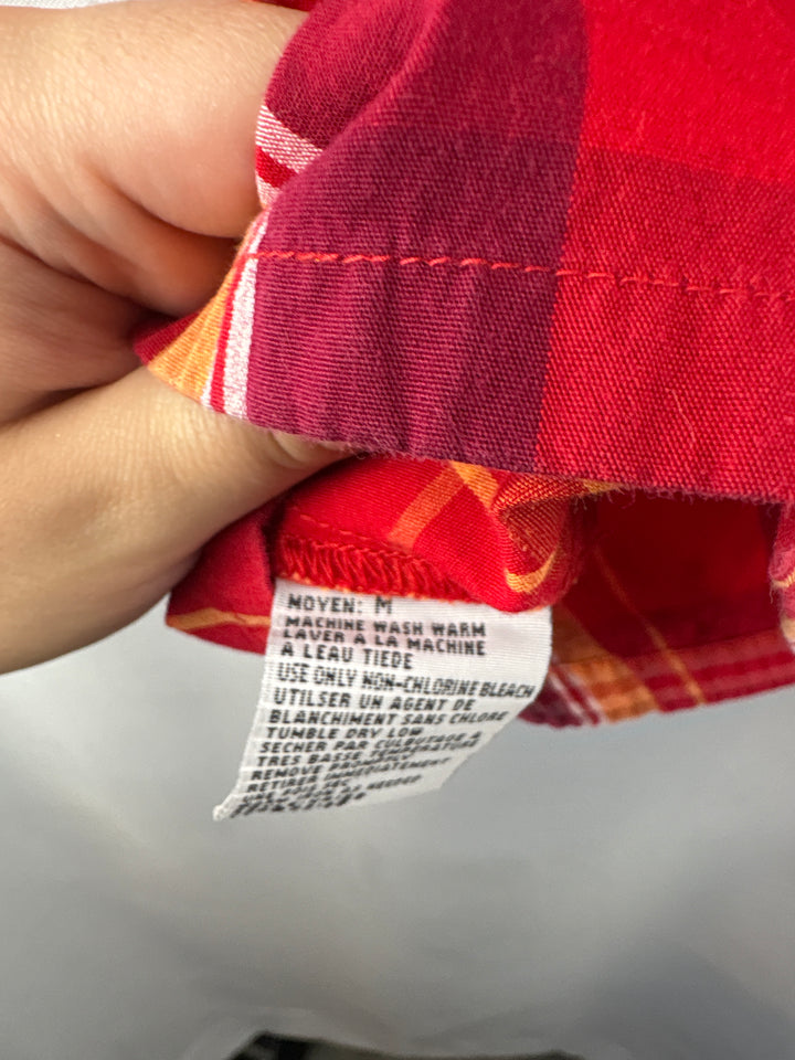 Women’s Northern Reflections Medium Red &amp; Orange Plaid Button Up