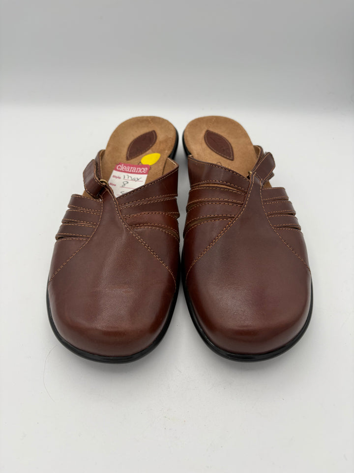 Women’s Clark’s Size 8 Brown Leather Slip-On Sandals
