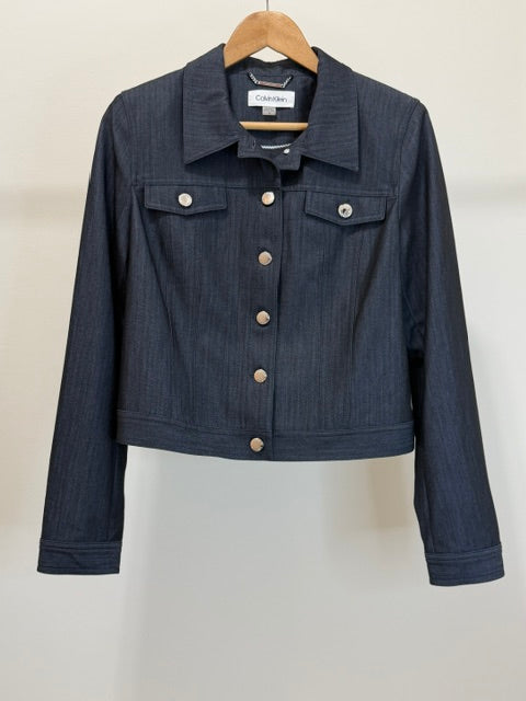 Calvin Klein Dark Blue Silver Hardware Blazer Jacket Sz12