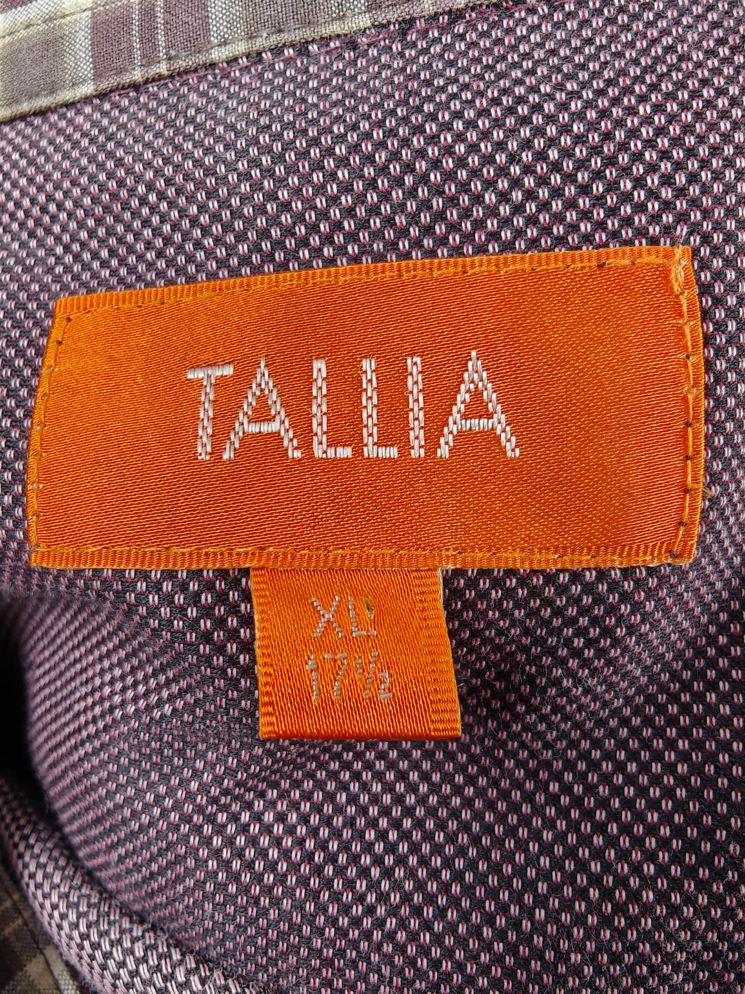 Men’s Tallia Dress Shirt Burgundy XL 17.5 Long Sleeve Cotton