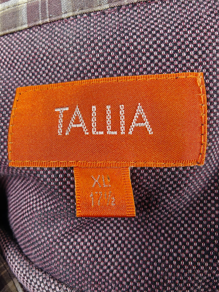 Men’s Tallia Dress Shirt Burgundy XL 17.5 Long Sleeve Cotton