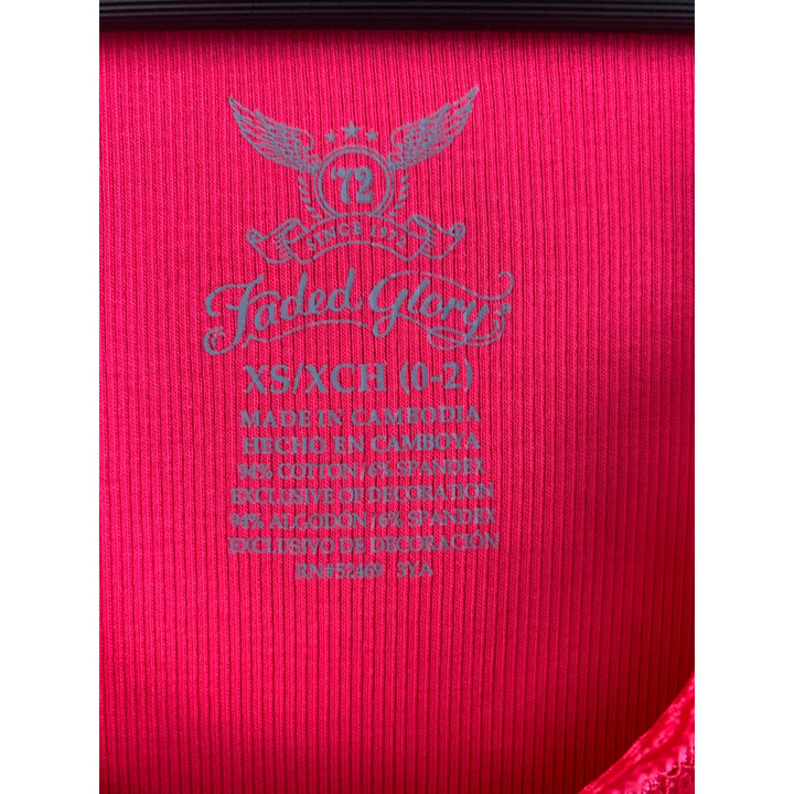 Faded Glory XS Ribbed Tank Top With Lace Trim Red Cotton Blend Womens