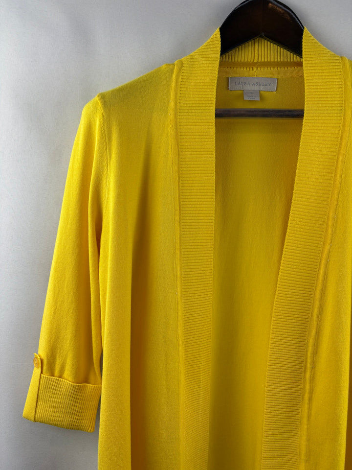 Women’s Laura Ashley Small Bright Yellow 3/4 Sleeve Cardigan