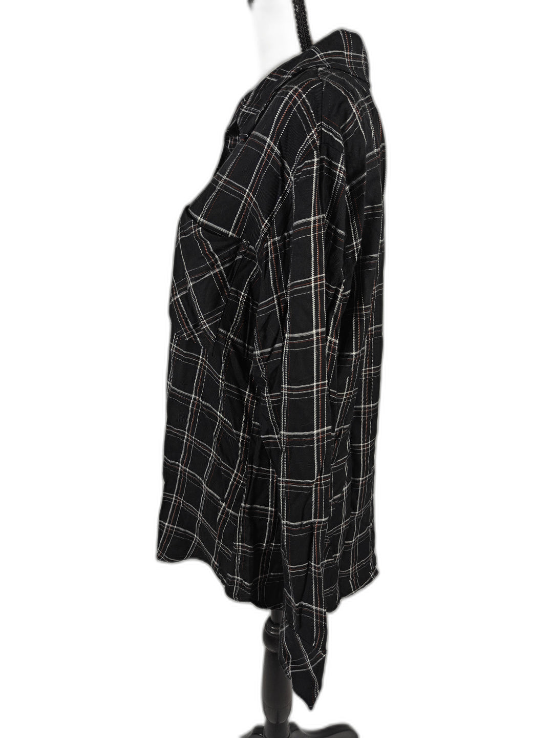 Women’s Sanctuary Boyfriend Shirt Black Plaid Medium NWT