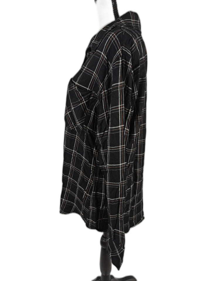 Women’s Sanctuary Boyfriend Shirt Black Plaid Medium NWT