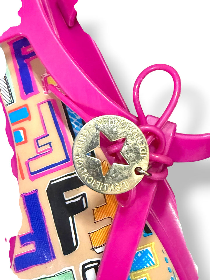 Fendi Hot Pink Jelly Thong Sandals Logo Charm Y2K EU 40 US 10