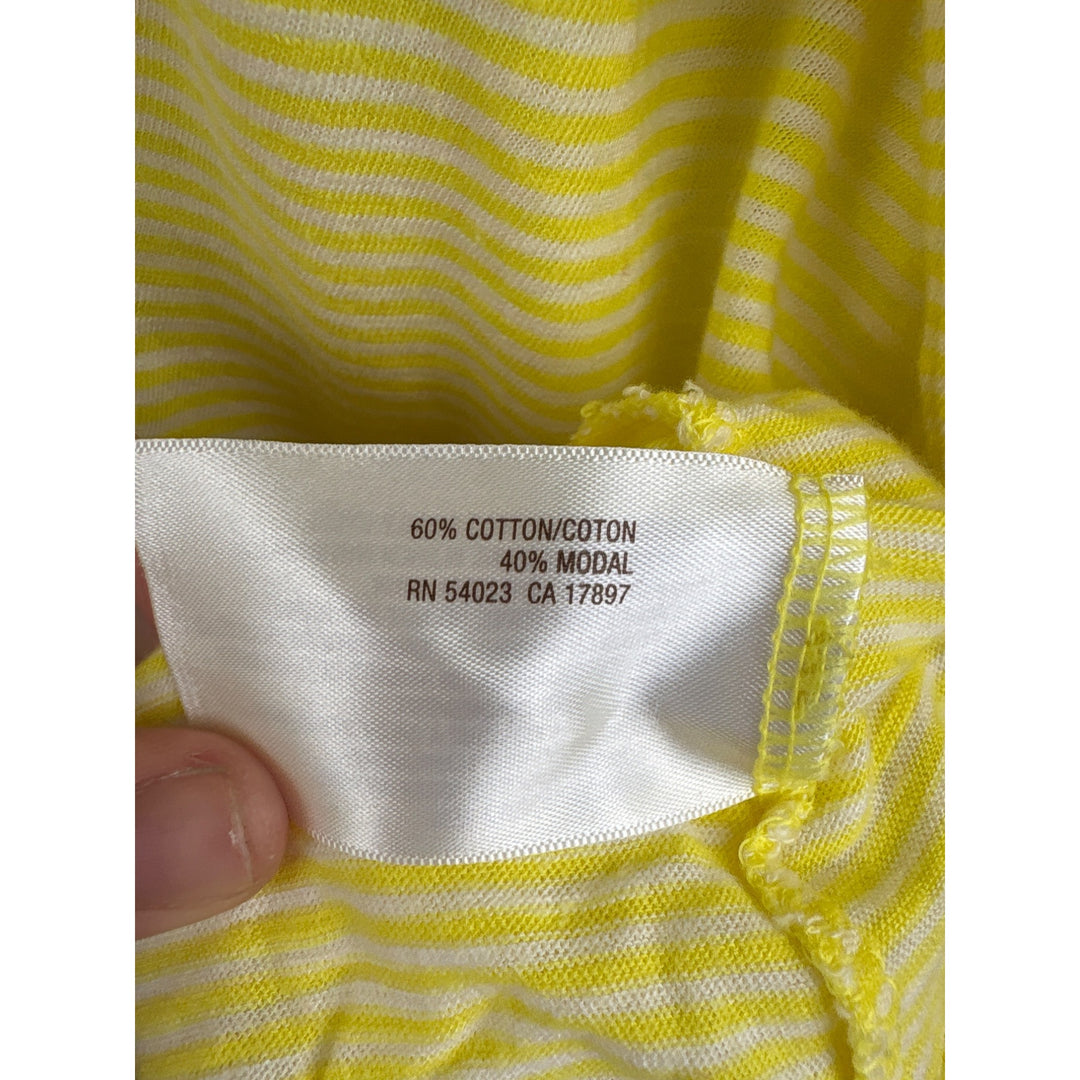Women’s Old Navy 2XL Yellow & White Striped Long Sleeve Shirt with Ruffled Buttons