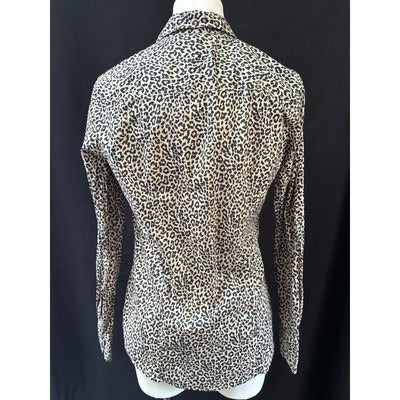 J.Crew Womens Leopard Print Long Sleeve Button-Down Shirt S Cotton
