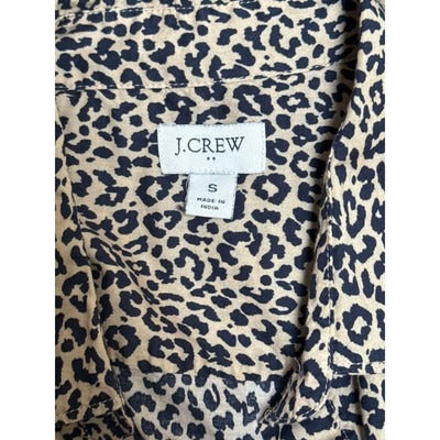 J.Crew Womens Leopard Print Long Sleeve Button-Down Shirt S Cotton